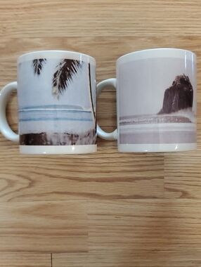 Aaron Chang Mug Set White Beach Wave Photo Ceramic Mug - Set of 2